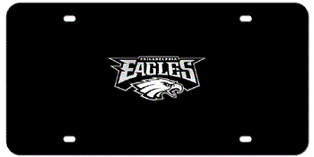 PHILADELPHIA EAGLES NFL (NATIONAL FOOTBALL LEAGUE) CHROME EMBLEM 3D BLACK LICENSE PLATE