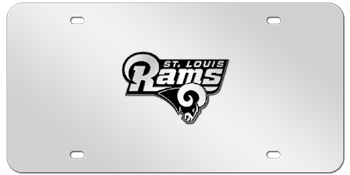 ST. LOUIS RAMS NFL (NATIONAL FOOTBALL LEAGUE) CHROME EMBLEM 3D MIRROR LICENSE PLATE