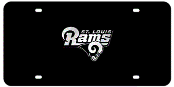 ST. LOUIS RAMS NFL (NATIONAL FOOTBALL LEAGUE) CHROME EMBLEM 3D BLACK LICENSE PLATE