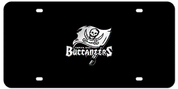 TAMPA BAY BUCCANEERS NFL (NATIONAL FOOTBALL LEAGUE) CHROME EMBLEM 3D BLACK LICENSE PLATE