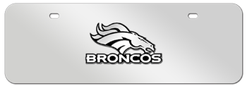 DENVER BRONCOS NFL (NATIONAL FOOTBALL LEAGUE) CHROME EMBLEM 3D MIRROR MID-SIZE LICENSE PLATE