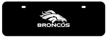 DENVER BRONCOS NFL (NATIONAL FOOTBALL LEAGUE) CHROME EMBLEM 3D BLACK MID-SIZE LICENSE PLATE