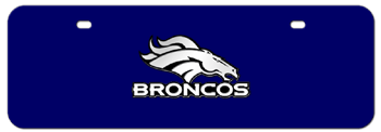 DENVER BRONCOS NFL (NATIONAL FOOTBALL LEAGUE) CHROME EMBLEM 3D BLUE MID-SIZE LICENSE PLATE