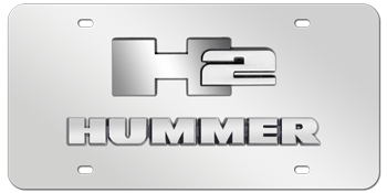 H2 CHROME EMBLEM WITH HUMMER NAME 3D MIRROR LICENSE PLATE