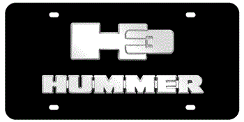H3 CHROME EMBLEM WITH HUMMER NAME 3D BLACK LICENSE PLATE
