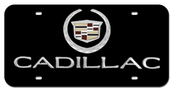 NEW CADILLAC CHROME EMBLEM & BLOCK NAME 3D BLACK LICENSE PLATE