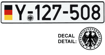 GERMAN MILITARY LICENSE  PLATE ISSUED TO ALL GERMAN MILITARY VEHICLES BY THE BUNDESWEHR (Federal War Ministry) -