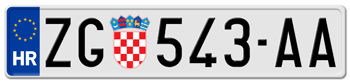 CROATIA (HR) LICENSE PLATE - EMBOSSED WITH YOUR CUSTOM NUMBER