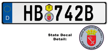 Bremen Mini Cooper 2019 Set German License Plate Registration Seal 
