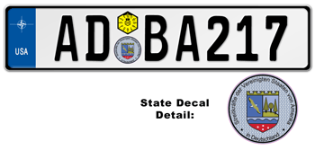 NATO LICENSE PLATE FOR VEHICLES IN GERMANY -EMBOSSED WITH YOUR CUSTOM NUMBER