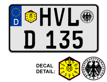 GERMAN MOTORCYCLE LICENSE PLATE ISSUED FROM JANUARY 1, 1994 TO PRESENT - EMBOSSED WITH YOUR CUSTOM NUMBER
