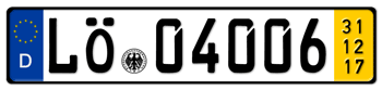 GERMAN TEMPORARY LICENSE PLATE 2017 ISSUED FROM JANUARY 1, 1994 TO PRESENT - EMBOSSED WITH YOUR CUSTOM NUMBER