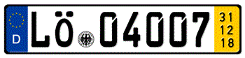 GERMAN TEMPORARY LICENSE PLATE 2018 ISSUED FROM JANUARY 1, 1994 TO PRESENT - EMBOSSED WITH YOUR CUSTOM NUMBER