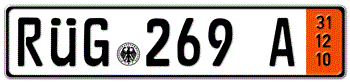 GERMAN TEMPORARY 2010 (ZOLL) LICENSE PLATE ISSUED FROM 1989 TO PRESENT - EMBOSSED WITH YOUR CUSTOM NUMBER