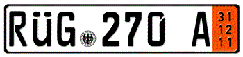 GERMAN TEMPORARY 2011 (ZOLL) LICENSE PLATE ISSUED FROM 1989 TO PRESENT - EMBOSSED WITH YOUR CUSTOM NUMBER