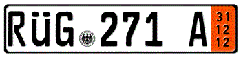 GERMAN TEMPORARY (ZOLL) LICENSE PLATE ISSUED FROM 1989 TO PRESENT -