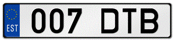 ESTONIA EURO (EEC) LICENSE PLATE ISSUED FROM MAY 1, 2004 TO PRESENT -- EMBOSSED WITH YOUR CUSTOM NUMBER