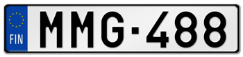 FINLAND EURO (EEC) LICENSE PLATE -- EMBOSSED WITH YOUR CUSTOM NUMBER