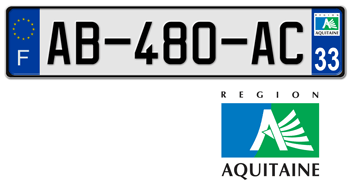 FRANCE REGION (AQUITAINE) 2009 ISSUE EURO (EEC) LICENSE PLATE PERFECT FOR YOUR BUGATTI, CITROËN, RENAULT, PEUGEOT, OR SIMCA -- EMBOSSED WITH YOUR CUSTOM NUMBER