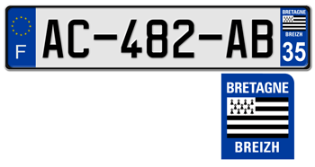 FRANCE REGION (BRETAGNE) 2009 ISSUE EURO (EEC) LICENSE PLATE PERFECT FOR YOUR BUGATTI, CITROËN, RENAULT, PEUGEOT, OR SIMCA -- EMBOSSED WITH YOUR CUSTOM NUMBER