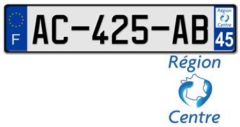 FRANCE REGION (CENTRE) 2009 ISSUE EURO (EEC) LICENSE PLATE PERFECT FOR YOUR BUGATTI, CITROËN, RENAULT, PEUGEOT, OR SIMCA -- EMBOSSED WITH YOUR CUSTOM NUMBER