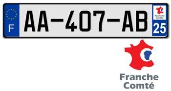 FRANCE REGION (FRANCHE-COMTE) 2009 ISSUE EURO (EEC) LICENSE PLATE PERFECT FOR YOUR BUGATTI, CITROËN, RENAULT, PEUGEOT, OR SIMCA -- EMBOSSED WITH YOUR CUSTOM NUMBER