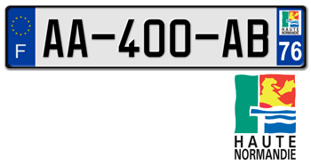 FRANCE REGION (HAUTE-NORMANDIE) 2009 ISSUE EURO (EEC) LICENSE PLATE PERFECT FOR YOUR BUGATTI, CITROÃ‹N, RENAULT, PEUGEOT, OR SIMCA -- 