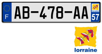 FRANCE REGION (LORRAINE) 2009 ISSUE EURO (EEC) LICENSE PLATE PERFECT FOR YOUR BUGATTI, CITROËN, RENAULT, PEUGEOT, OR SIMCA -- 