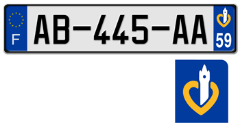 FRANCE REGION (NORD-PAS-DE-CALAIS) 2009 ISSUE EURO (EEC) LICENSE PLATE PERFECT FOR YOUR BUGATTI, CITROËN, RENAULT, PEUGEOT, OR SIMCA -- 