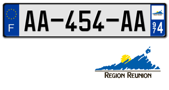 FRANCE REGION (Réunion) 2009 ISSUE EURO (EEC) LICENSE PLATE PERFECT FOR YOUR BUGATTI, CITROËN, RENAULT, PEUGEOT, OR SIMCA -- EMBOSSED WITH YOUR CUSTOM NUMBER