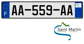 FRANCE REGION (SAINT-MARTIN) 2009 ISSUE EURO (EEC) LICENSE PLATE PERFECT FOR YOUR BUGATTI, CITROÃ‹N, RENAULT, PEUGEOT, OR SIMCA -- 