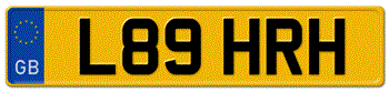 BRITAIN/UK EURO (EEC) REAR LICENSE PLATE ISSUED AFTER SEPTEMBER 2001 TO PRESENT FOR YOUR AUSTIN, BENTLEY, JAGUAR, LAND ROVER, MINI, MG OR ROLLS ROYCE -EMBOSSED WITH YOUR CUSTOM NUMBER