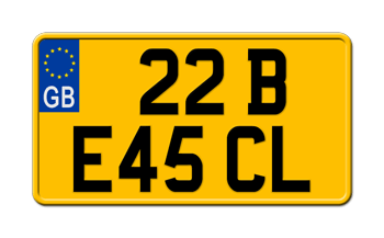 GREAT BRITAIN EURO (EEC) REXLEX YELLOW MOTORCYCLE LICENSE PLATE ISSUED FROM JANUARY 1, 2007 TO PRESENT - 
