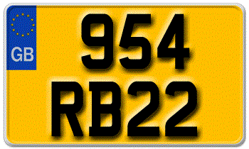 EUROPEAN British Vanity license plate Tag ANY TEXT or Number CUSTOM Yellow GB UK 