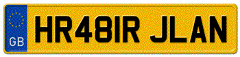 BRITAIN/UK EURO (EEC) 11 CHARACTER REAR LICENSE PLATE ISSUED AFTER SEPTEMBER 2001 TO PRESENT FOR YOUR AUSTIN, BENTLEY, JAGUAR, LAND ROVER, MINI, MG OR ROLLS ROYCE -EMBOSSED WITH YOUR CUSTOM NUMBER