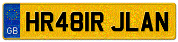 BRITAIN/UK EURO (EEC) 11 CHARACTER REAR LICENSE PLATE ISSUED AFTER SEPTEMBER 2001 TO PRESENT FOR YOUR AUSTIN, BENTLEY, JAGUAR, LAND ROVER,     MINI, MG OR ROLLS ROYCE -