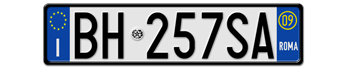 ITALY FRONT LICENSE PLATE - PROVINCE OF ROME (ROMA) EURO (EEC) - WITH REGISTRATION DATE 09 - PERFECT FOR YOUR FIAT, LAMBORGHINI, BUGATTI, OR ALFA ROMEO -- 