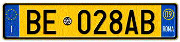 ITALY - PROVINCE OF ROME (ROMA) EURO (EEC) REAR LICENSE PLATE WITH REGISTRATION DATE 09. PERFECT FOR YOUR FIAT, LAMBORGHINI, BUGATTI, OR ALFA ROMEO -- EMBOSSED WITH YOUR CUSTOM NUMBER