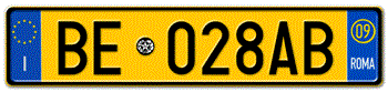 ITALY - PROVINCE OF ROME (ROMA) EURO (EEC) REAR LICENSE PLATE WITH REGISTRATION DATE 09. PERFECT FOR YOUR FIAT, LAMBORGHINI, BUGATTI, OR ALFA ROMEO -- 