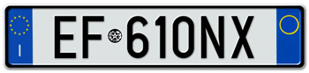 ITALY - EURO (EEC) REAR LICENSE PLATE. PERFECT FOR YOUR FIAT, LAMBORGHINI, BUGATTI, OR ALFA ROMEO -- 