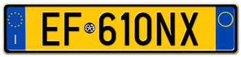 ITALY -  EURO (EEC) REAR LICENSE  PLATE. PERFECT FOR YOUR FIAT, LAMBORGHINI, BUGATTI, OR ALFA ROMEO -- 