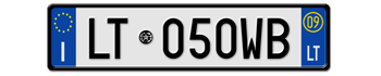 ITALY FRONT LICENSE PLATE - PROVINCE OF LATINA (LT) EURO (EEC) WITH REGISTRATION DATE 09 - PERFECT FOR YOUR FIAT, LAMBORGHINI, BUGATTI, OR ALFA ROMEO -- EMBOSSED WITH YOUR CUSTOM NUMBER