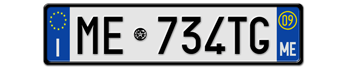 ITALY FRONT LICENSE PLATE - PROVINCE OF MESSINA (ME) EURO (EEC) WITH REGISTRATION DATE 09 - PERFECT FOR YOUR FIAT, LAMBORGHINI, BUGATTI, OR ALFA ROMEO -- EMBOSSED WITH YOUR CUSTOM NUMBER