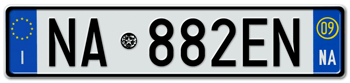 ITALY - PROVINCE OF NAPLES (NA) EURO (EEC) REAR LICENSE PLATE WITH REGISTRATION DATE 09. PERFECT FOR YOUR FIAT, LAMBORGHINI, BUGATTI, OR ALFA ROMEO -- EMBOSSED WITH YOUR CUSTOM NUMBER