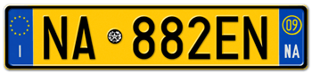 ITALY - PROVINCE OF NAPLES (NA) EURO (EEC) REAR LICENSE  PLATE  WITH REGISTRATION DATE 09. PERFECT FOR YOUR FIAT, LAMBORGHINI, BUGATTI, OR ALFA ROMEO -- 