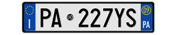 ITALY FRONT LICENSE PLATE - PROVINCE OF PALERMO (PA) EURO (EEC) WITH REGISTRATION DATE 09 -   PERFECT FOR YOUR FIAT, LAMBORGHINI, BUGATTI, OR ALFA ROMEO -- EMBOSSED WITH YOUR CUSTOM NUMBER