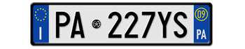 ITALY FRONT LICENSE PLATE - PROVINCE OF PALERMO (PA) EURO (EEC) WITH REGISTRATION DATE 09 - PERFECT FOR YOUR FIAT, LAMBORGHINI, BUGATTI, OR ALFA ROMEO -- 