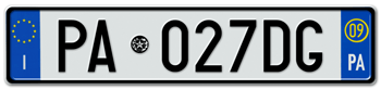 ITALY - PROVINCE OF PALERMO (PA) EURO (EEC) REAR LICENSE PLATE WITH REGISTRATION DATE 09. PERFECT FOR YOUR FIAT, LAMBORGHINI, BUGATTI, OR ALFA ROMEO -- EMBOSSED WITH YOUR CUSTOM NUMBER