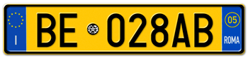 ITALY - PROVINCE OF ROME (ROMA) EURO (EEC) REAR LICENSE  PLATE  WITH REGISTRATION DATE 05. PERFECT FOR YOUR FIAT, LAMBORGHINI, BUGATTI, OR ALFA ROMEO -- EMBOSSED WITH YOUR CUSTOM NUMBER
