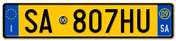 ITALY - PROVINCE OF SALERNO (SA) EURO (EEC) REAR LICENSE PLATE WITH REGISTRATION DATE 09. PERFECT FOR YOUR FIAT, LAMBORGHINI, BUGATTI, OR ALFA ROMEO -- EMBOSSED WITH YOUR CUSTOM NUMBER